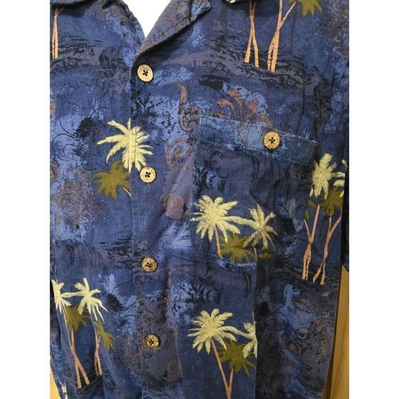 Vintage Hawaiian Palm Tree Print Button-Up Shirt Mens - Picture 3 of 4